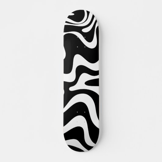 Retro Liquid Swirl Abstract Patroon zwart-wit Persoonlijk Skateboard (Voorkant)