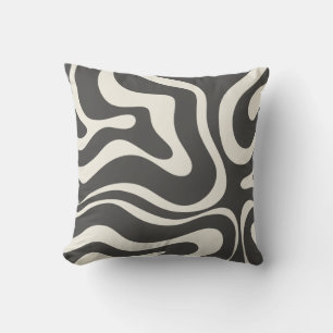 Retro Liquid Swirl Abstract Patroonkoolstof Crème Kussen