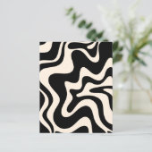 Retro Liquid Swirl Abstract Pattern Black Cream (Staand voorkant)