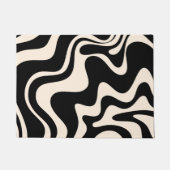 Retro Liquid Swirl Abstract Pattern Black Cream Deurmat (Voorkant)