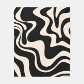 Retro Liquid Swirl Abstract Pattern Black Cream Fleece Deken (Voorkant)