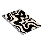 Retro Liquid Swirl Abstract Pattern Black Cream Notitieboek (Rechterzijde)