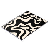 Retro Liquid Swirl Abstract Pattern Black Cream Notitieboek (Linkerzijde)