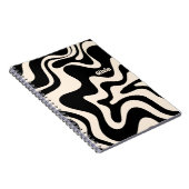 Retro Liquid Swirl Abstract Pattern Black Cream Notitieboek (Rechterzijde)