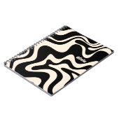 Retro Liquid Swirl Abstract Pattern Black Cream Notitieboek (Linkerzijde)
