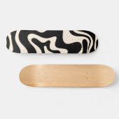 Retro Liquid Swirl Abstract Pattern Black Cream Persoonlijk Skateboard (Horizontaal)