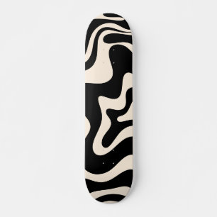Retro Liquid Swirl Abstract Pattern Black Cream Persoonlijk Skateboard