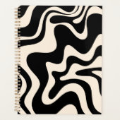 Retro Liquid Swirl Abstract Pattern Black Cream Planner (Voorkant)