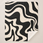 Retro Liquid Swirl Abstract Pattern Black Cream Sherpa Deken (Voorkant)