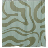Retro Liquid Swirl Abstract Pattern Celadon Green Douchegordijn (Voorkant)