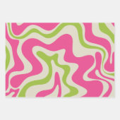 Retro Liquid Swirl Abstract Pattern Raspberry Limo Inpakpapier Vel (Voorkant 3)