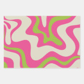 Retro Liquid Swirl Abstract Pattern Raspberry Limo Inpakpapier Vel (Voorkant 2)