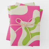 Retro Liquid Swirl Abstract Pattern Raspberry Limo Inpakpapier Vel (In situ)