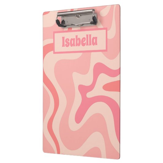 Retro Liquid Swirl Abstract Roze Aangepast Klembord (Links)