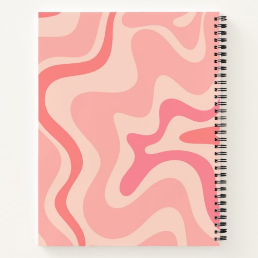Retro Liquid Swirl Abstract Roze Aangepast Notitieboek (Achterkant)