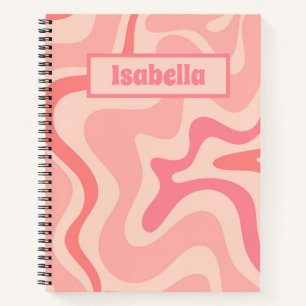 Retro Liquid Swirl Abstract Roze Aangepast Notitieboek