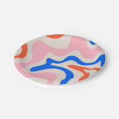 Retro Liquid Swirl Abstract Roze Oranje Blauw Papieren Bordje (Gekanteld)