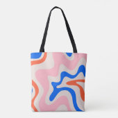 Retro Liquid Swirl Abstract Roze Oranje Blauw Tote Bag (Achterkant)