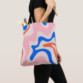 Retro Liquid Swirl Abstract Roze Oranje Blauw Tote Bag (Dichtbij)