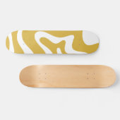 Retro Liquid Swirl Abstracte mosterd en wit Persoonlijk Skateboard (Horizontaal)