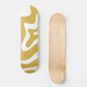 Retro Liquid Swirl Abstracte mosterd en wit Persoonlijk Skateboard (Voorkant)