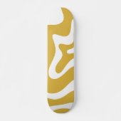 Retro Liquid Swirl Abstracte mosterd en wit Persoonlijk Skateboard (Voorkant)