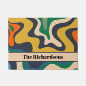 Retro Liquid Swirl Groovy Abstract gepersonaliseer Deurmat (Voorkant)