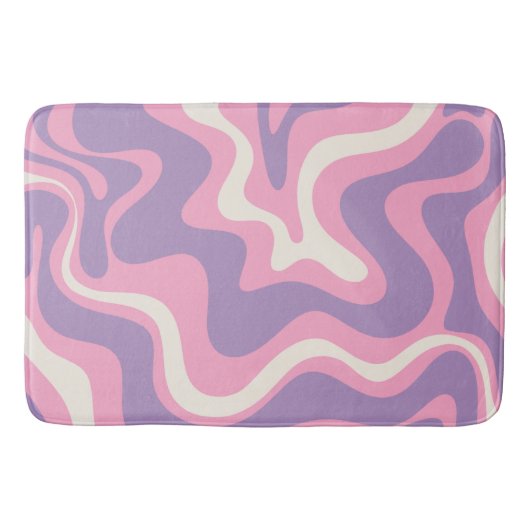 Retro Liquid Swirl Groovy Abstract Paars Roze Badmat (Voorkant)