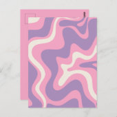 Retro Liquid Swirl Groovy Abstract Paars Roze Briefkaart (Voorkant / Achterkant)
