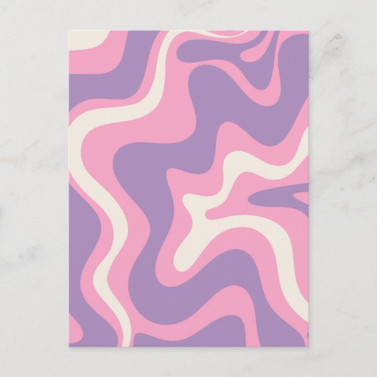 Retro Liquid Swirl Groovy Abstract Paars Roze Briefkaart (Voorkant)