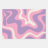 Retro Liquid Swirl Groovy Abstract Paars Roze Inpakpapier Vel (Voorkant 2)