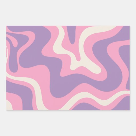 Retro Liquid Swirl Groovy Abstract Paars Roze Inpakpapier Vel (Voorkant 2)