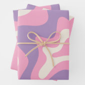 Retro Liquid Swirl Groovy Abstract Paars Roze Inpakpapier Vel (In situ)