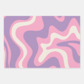 Retro Liquid Swirl Groovy Abstract Paars Roze Inpakpapier Vel (Voorkant)