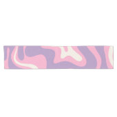 Retro Liquid Swirl Groovy Abstract Paars Roze Korte Tafelloper (Horizontaal)