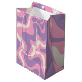 Retro Liquid Swirl Groovy Abstract Paars Roze Medium Cadeauzakje (Voorkant Gekanteld)