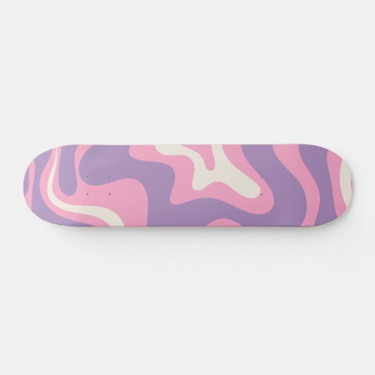 Retro Liquid Swirl Groovy Abstract Paars Roze Persoonlijk Skateboard (Horizontaal)