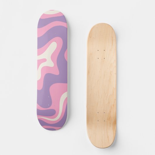 Retro Liquid Swirl Groovy Abstract Paars Roze Persoonlijk Skateboard (Voorkant)