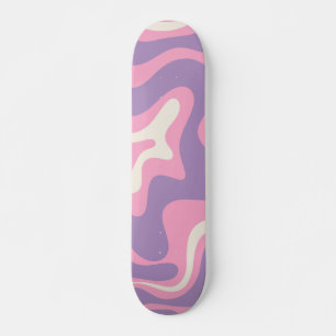 Retro Liquid Swirl Groovy Abstract Paars Roze Persoonlijk Skateboard