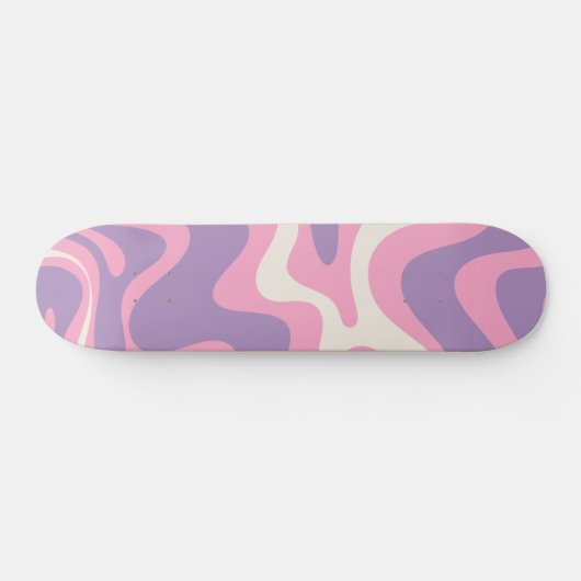 Retro Liquid Swirl Groovy Abstract Paars Roze Persoonlijk Skateboard (Horizontaal)
