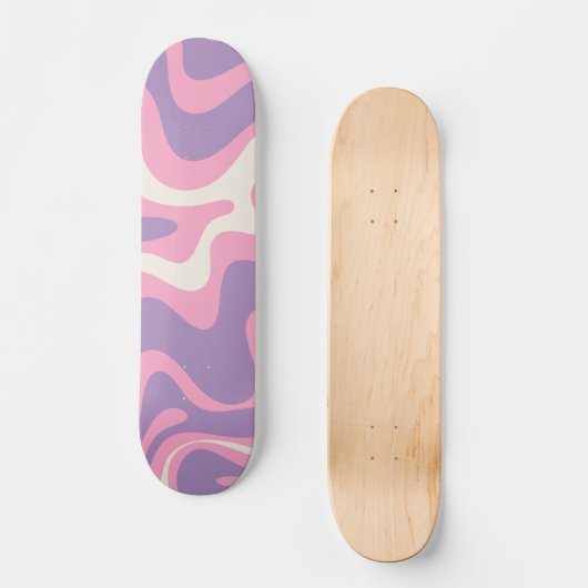 Retro Liquid Swirl Groovy Abstract Paars Roze Persoonlijk Skateboard (Voorkant)