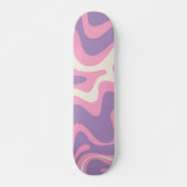 Retro Liquid Swirl Groovy Abstract Paars Roze Persoonlijk Skateboard (Voorkant)