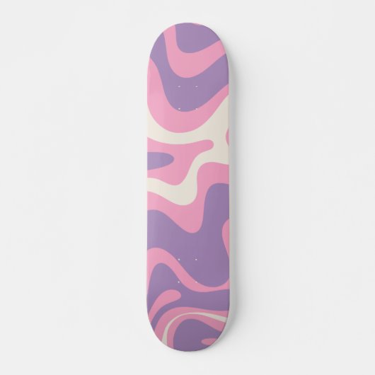 Retro Liquid Swirl Groovy Abstract Paars Roze Persoonlijk Skateboard (Voorkant)