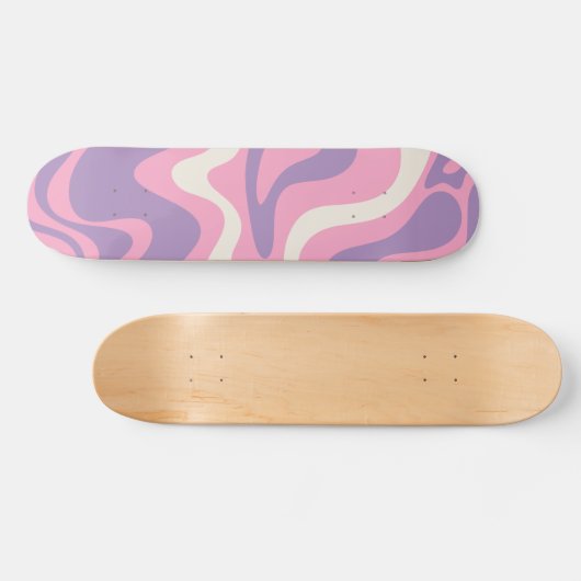 Retro Liquid Swirl Groovy Abstract Paars Roze Persoonlijk Skateboard (Horizontaal)