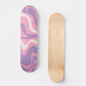 Retro Liquid Swirl Groovy Abstract Paars Roze Persoonlijk Skateboard (Voorkant)