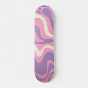 Retro Liquid Swirl Groovy Abstract Paars Roze Persoonlijk Skateboard