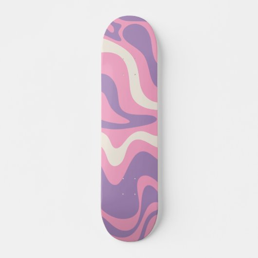 Retro Liquid Swirl Groovy Abstract Paars Roze Persoonlijk Skateboard (Voorkant)