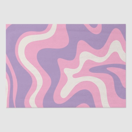 Retro Liquid Swirl Groovy Abstract Paars Roze Tissuepapier (Voorkant)