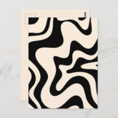 Retro Liquid Swirl Modern Abstract Pattern Black Briefkaart (Voorkant / Achterkant)