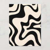 Retro Liquid Swirl Modern Abstract Pattern Black Briefkaart (Voorkant)